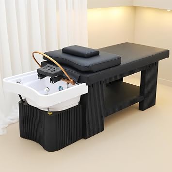 Head Spa Massage Bed, Shampoo Bed with 2.5L Steamer, Massage Table with Water Circulation System, Acrylic Shampoo Bowl, Head Spa Equipment for Barbershop, Beauty Salon, Wellness Resort