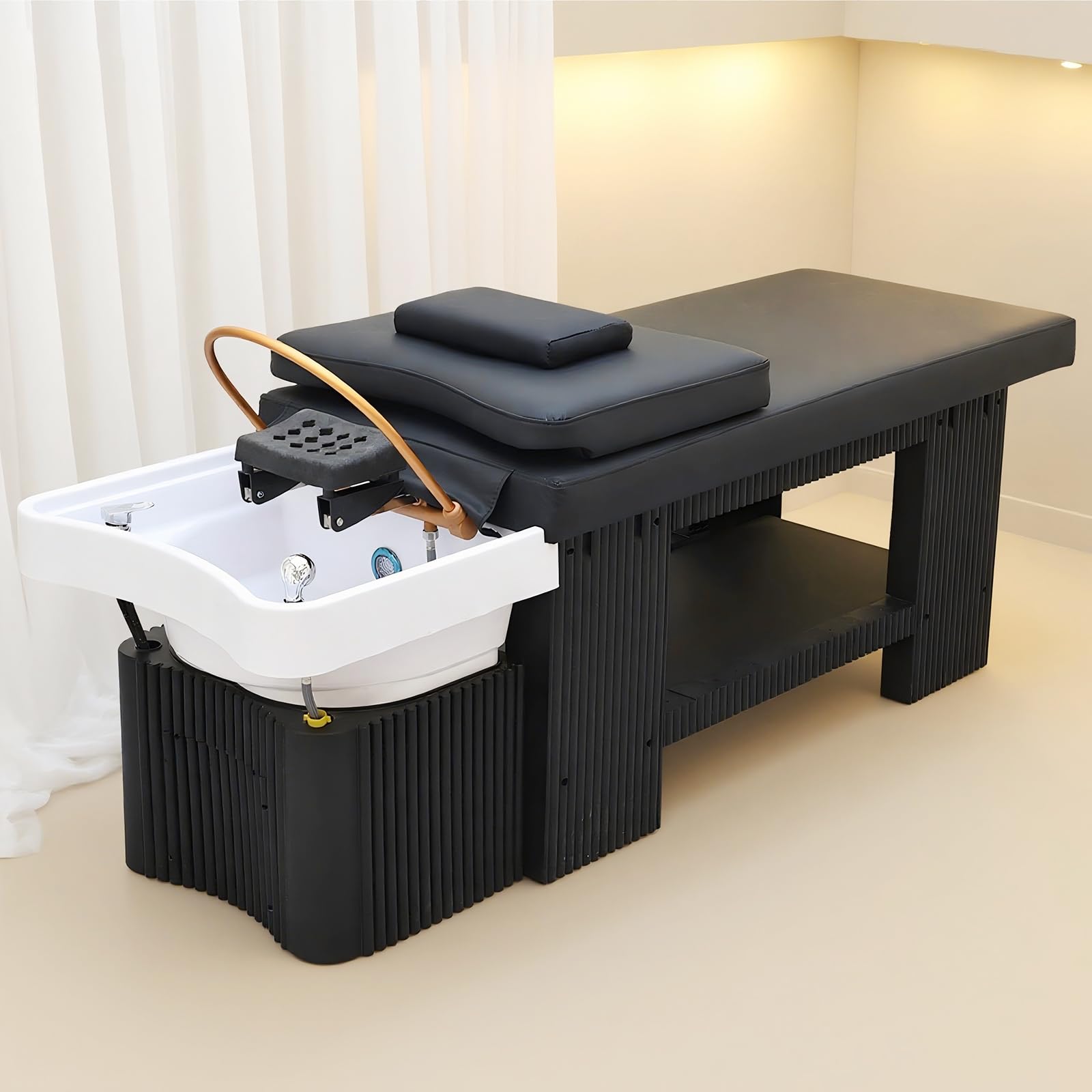 Lettino per Shampoo, Lettino per Massaggi Head Spa con Vaporizzatore Da 2,5 L, Lettino per Massaggi con Sistema Di Circolazione Dell'Acqua, Ciotola per Shampoo In Acrilico, Attrezzatura Head