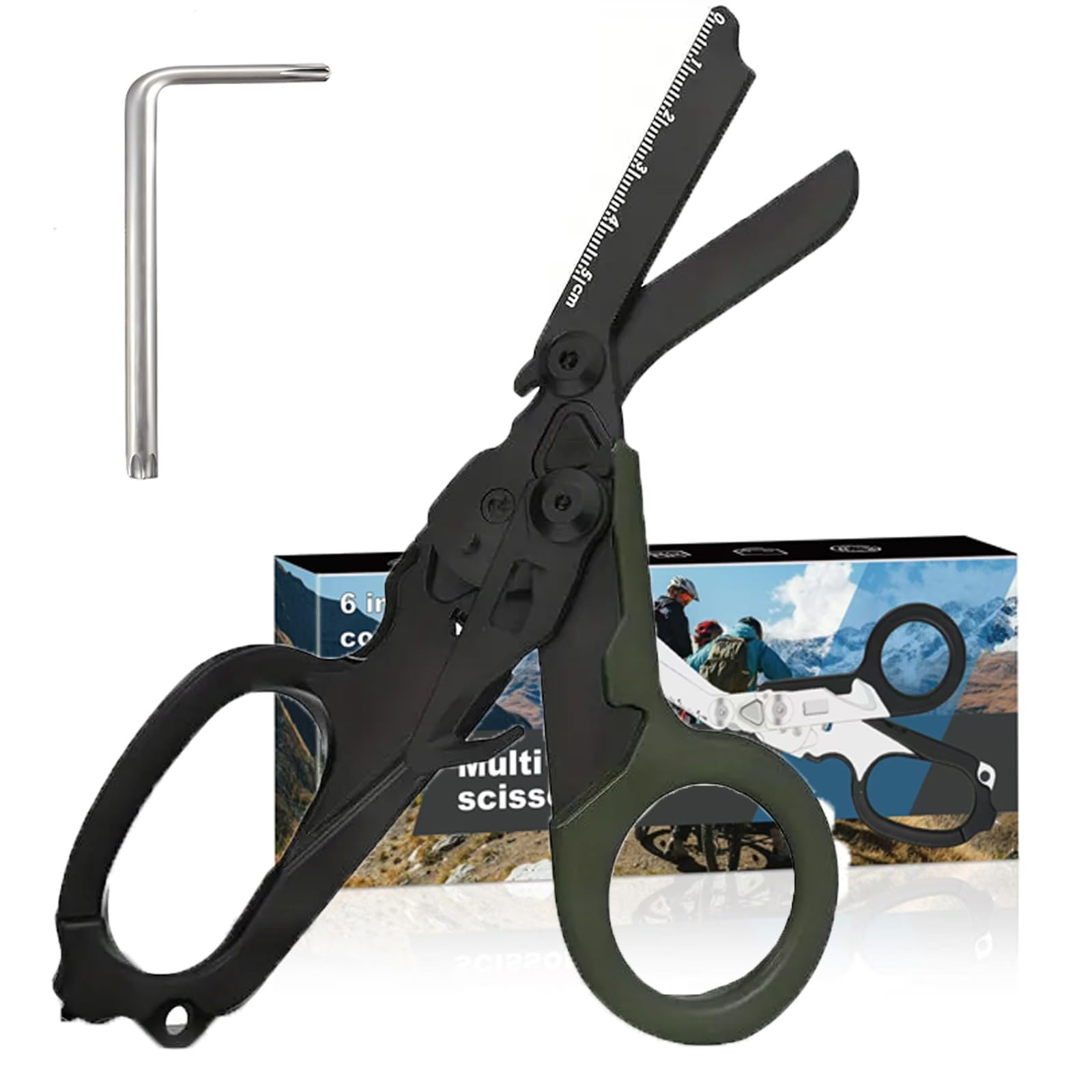 6-in-1 Heavy-Duty Emergency trauma shears (Black Army Green)