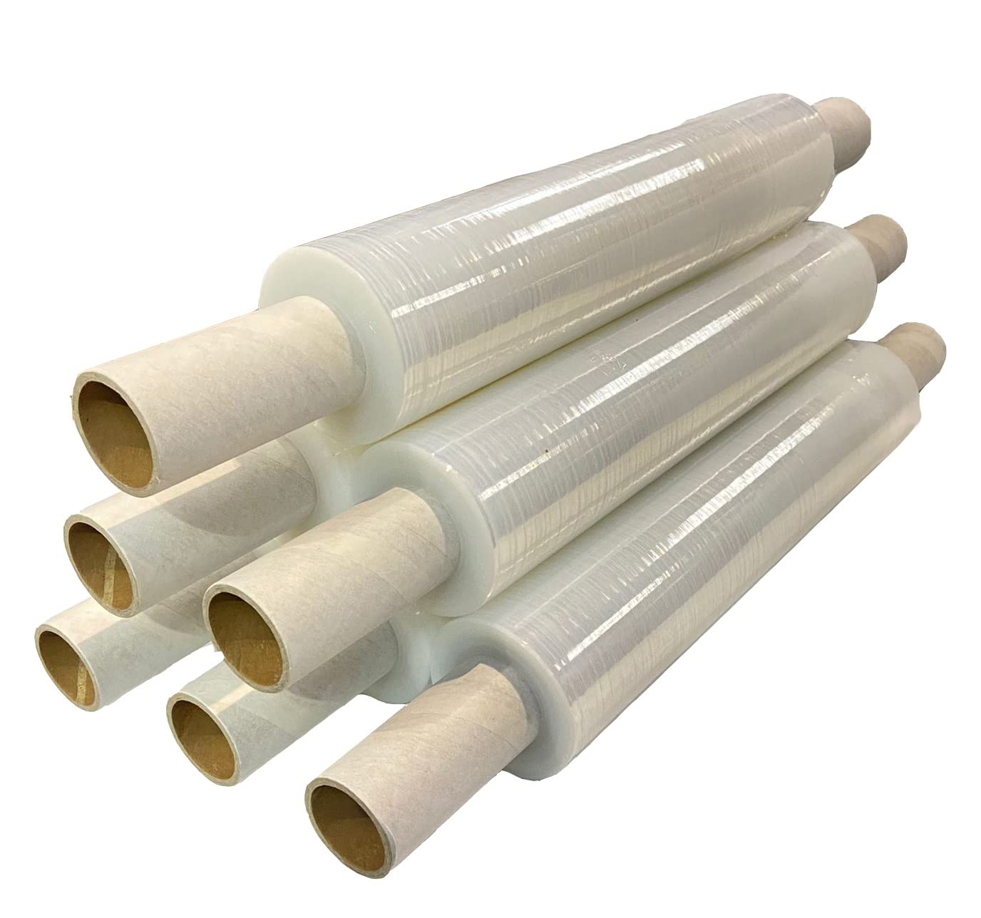 Rouleau de film étirable résistant pour palette, 1,5 kg, 400 mm x 250 m, 17 mU (40 cm x 250 m, transparent/transparent, 6)