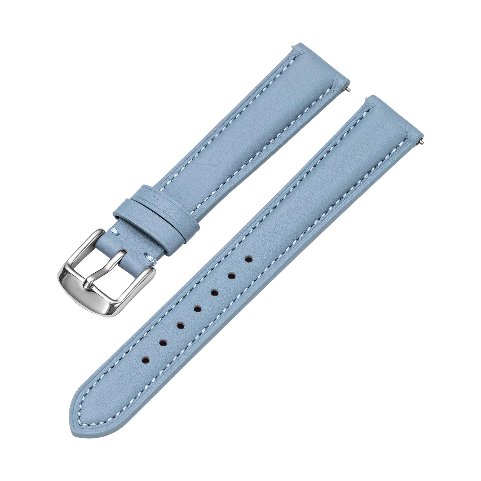 Afany Leather Watch Band 17mm,Quick Release Replacement Watch Strap Red,Silver Polished Pin Buckle,for Men Women