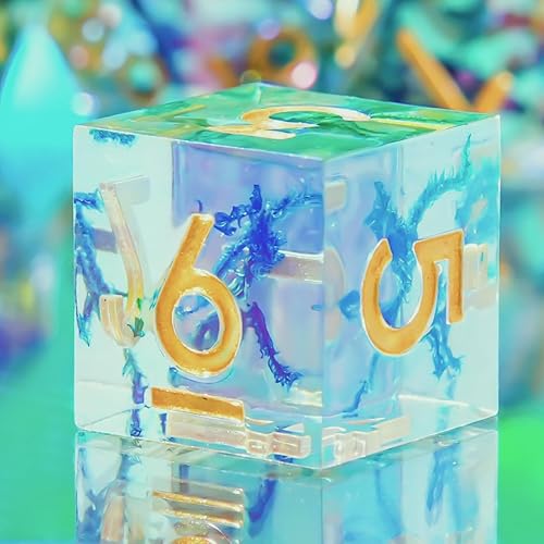 Vista 77 de DND - Juego de dados hechos a mano, 7 accesorios, dados de borde afilado para juegos TTRPG de Calabozos y Dragones, RPG multicara de resina Negro