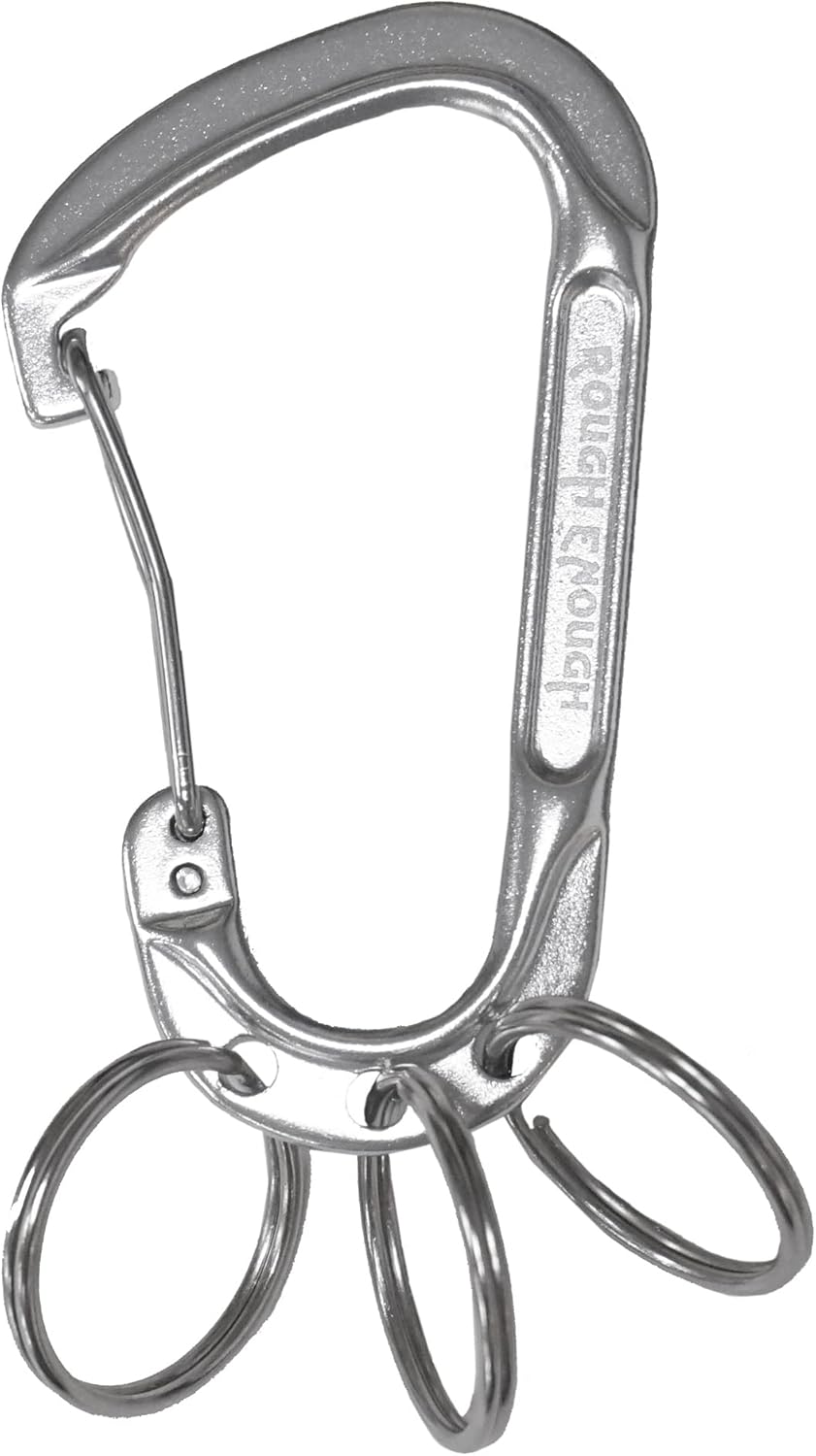 Rough Enough Carabiner Keychain Clip with Triple 3 Keyring Buckle Aluminum Alloy Metal for EDC Preppy Teens Men