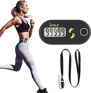 JIZZU Pedometer Step Counter Clip On - Accurate Clip On Step Tracker with LCD Display, 3D Pedometer Clip On for Walking, Running, and Fitness with Clip and Strap