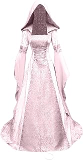 Renaissance Costume Women Medieval Vintage Hooded Robe Lace Up Faire Gothic Gown Halloween Costumes Woman 2024