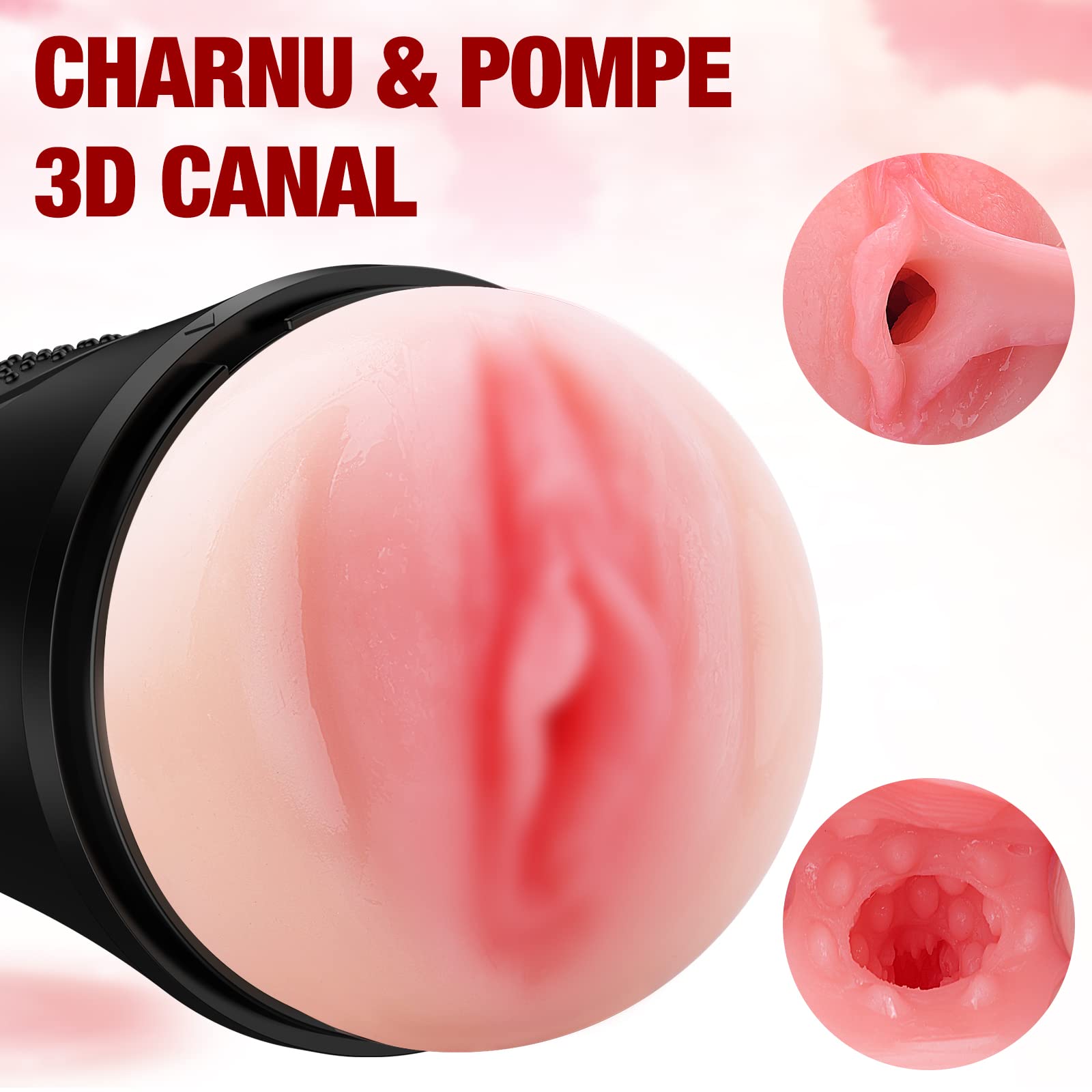 Masturbateurs Masculins - Mastubateurs Réalistes avec Vibrant Jouet Sexuelle, Manuels Masturbeuse avec 3D Texturée pour Hommes Solo Play Sex toys avec profondeur de 7,5"