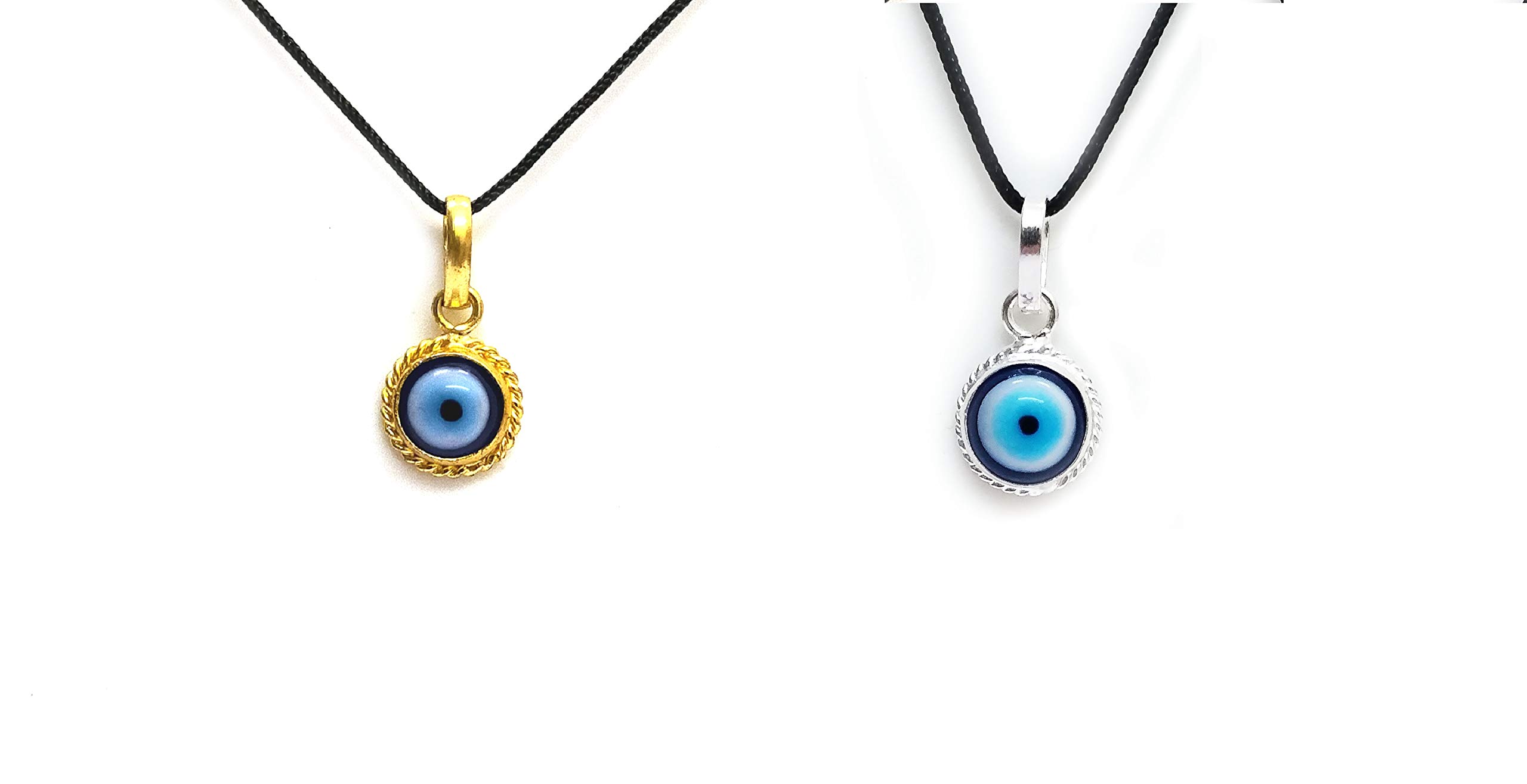 Set Of Two Blue Evil Eye Metal Small Pendant For Protection and Good Luck For men And Women-image-27