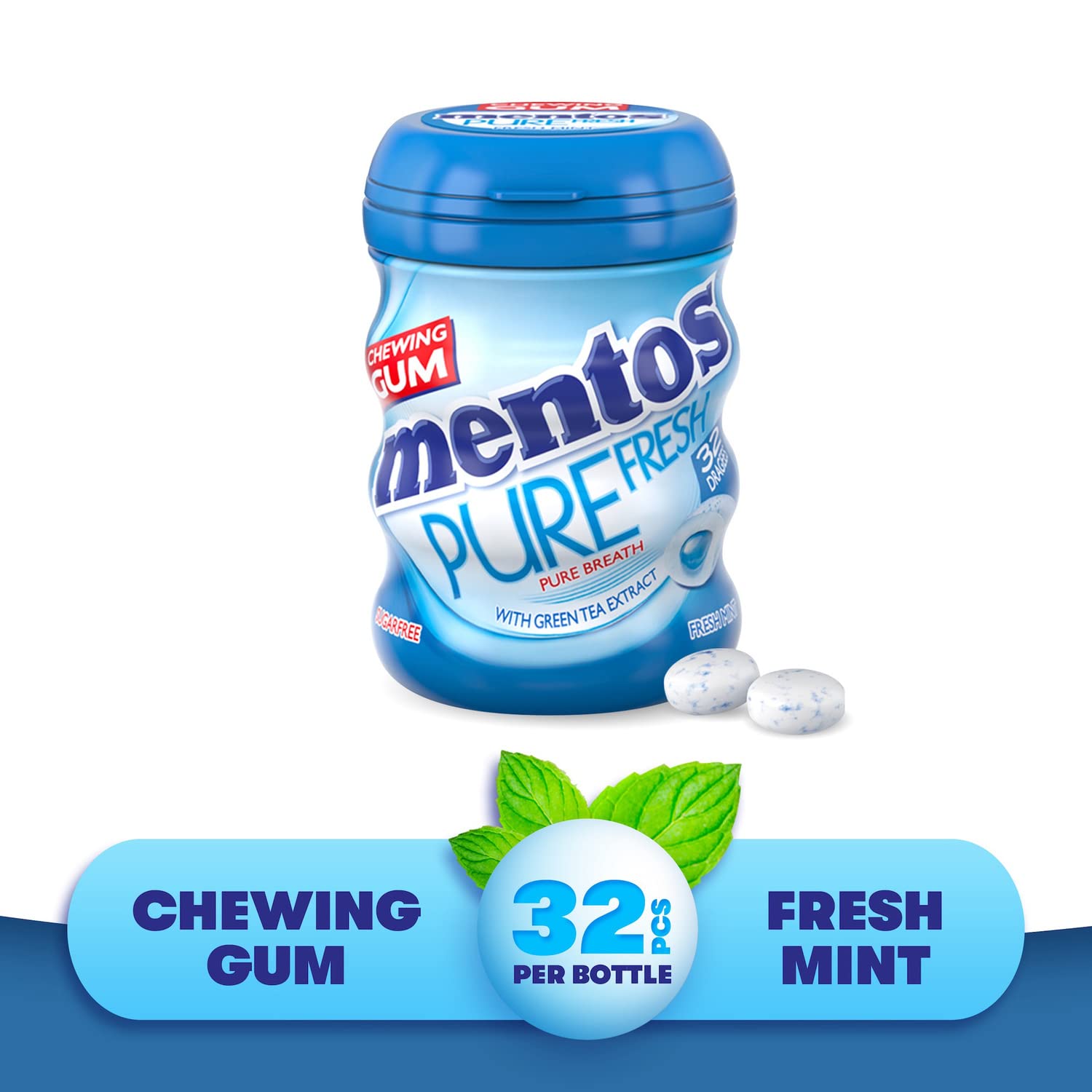 Pure Fresh Chewing Gum Fresh Mint Sugar Free 32pcs