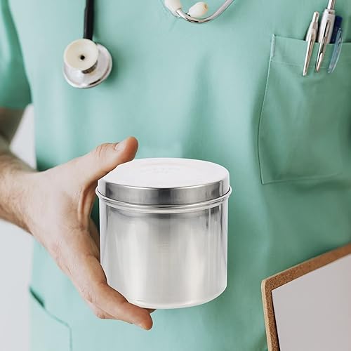 Miniatura 3 de EXCEART Tarro de ungüento de acero inoxidable Recipiente de bolas de algodón médico Tarro Esponja de algodón Contenedor de gasa hisopos de algodón