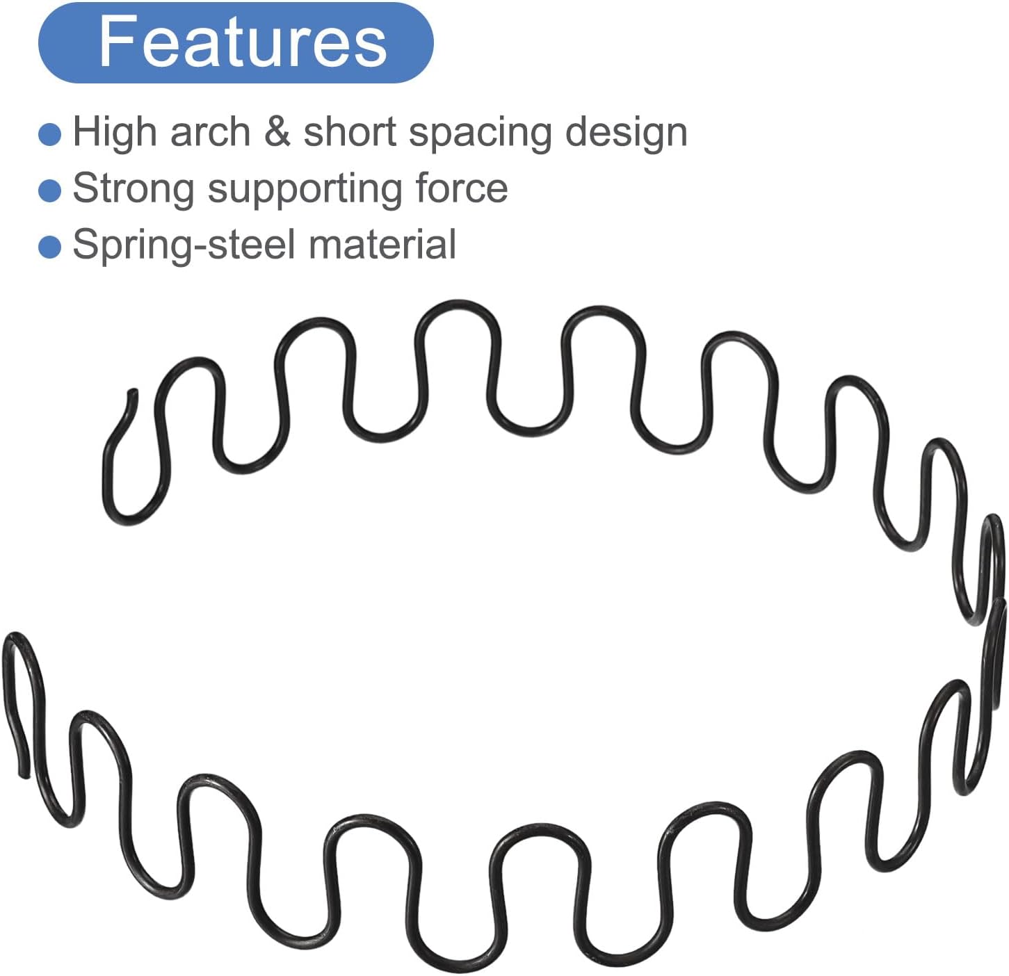 uxcell 29.5 Inch Sofa Spring Replacement with Clips Nails Round Shape Spring Recliner Parts for Furniture Couch Repair Fixing Chair Sagging Seat, Black