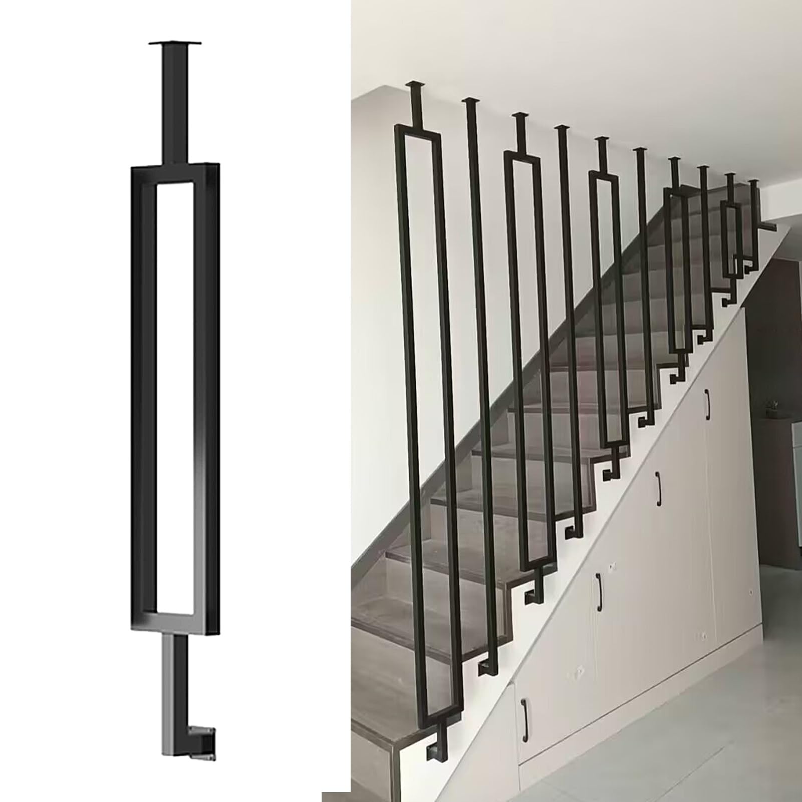 Poteaux de balustrade résistants en fer forgé élégante rampe noire de 110 cm