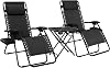 Amazon Basics Zero Gravity Chair with Side Table for Relaxing with Cup Holders, Reclining,Foldable, Alloy Steel, Set of 2, Black