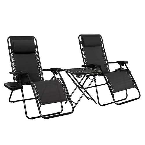 Amazon Basics Lot de 2 Fauteuils Relax Pliants avec Table