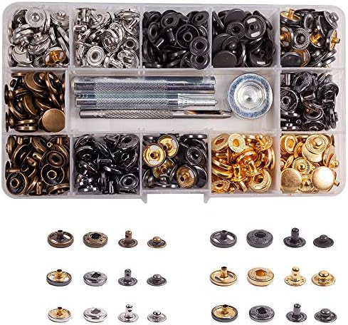 INNETOC 120 Sets 12mm 1/2" 6 Color Eco-friendly Leather Snap Fasteners Kit with 4 Tools,Snaps for Leather DIY. (6 color, 12mm Brass)