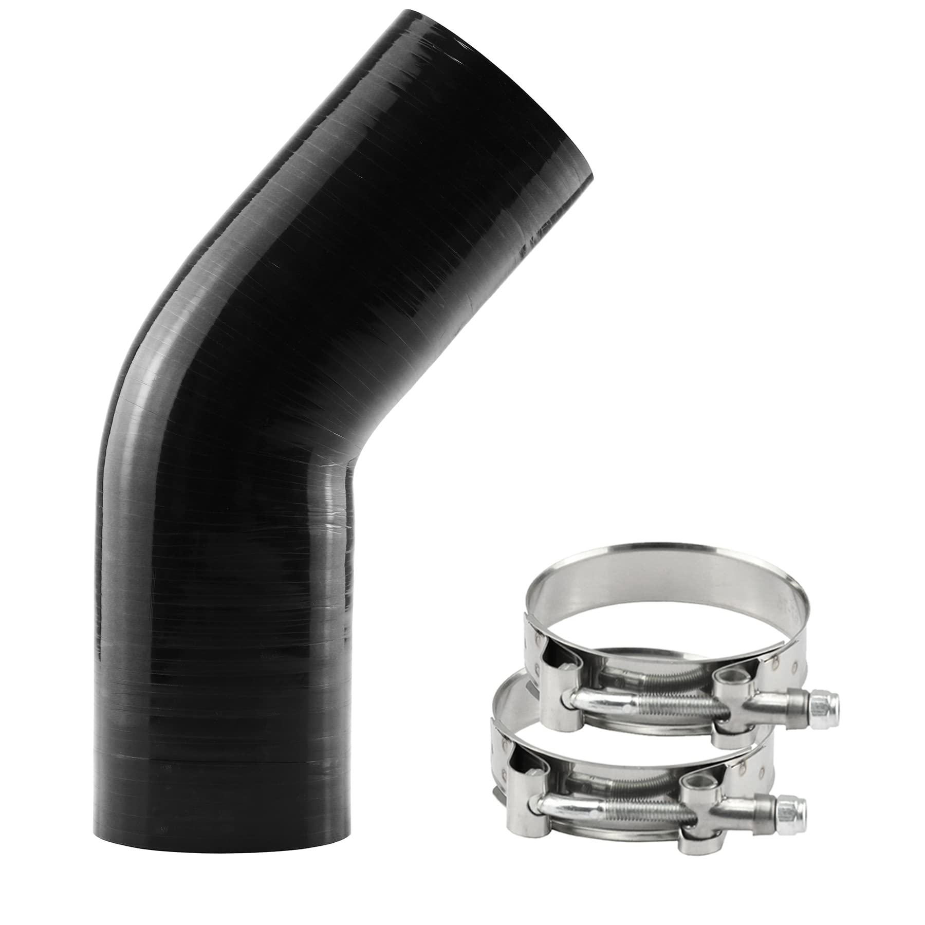 Ucreative 45 Degree Elbow ID: 3" (76mm) 4-Ply 5mm Thickness High Performance Silicone Hose Coupler with T-Bolt Clamp