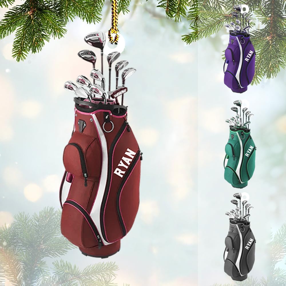 Custom Golf Bag Acrylic Ornament, Golf Bag Christmas