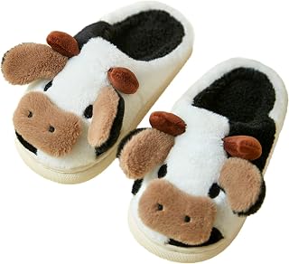Toddler Cow Slippers Kids Fuzzy Slippers Cute Animal Slippers, Toddler House Slippers Girls Kawaii Cow Cotton Slippers