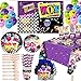 188Pcs Décorations de Fête Années 90 Retro Disco Hip Hop Party 90s Ballons Toile de Fond Nappe 20Set Vaisselle Assiettes Couteau Fourchette Cuillère Tasse pour 90's Anniversaire Thème Décorations
