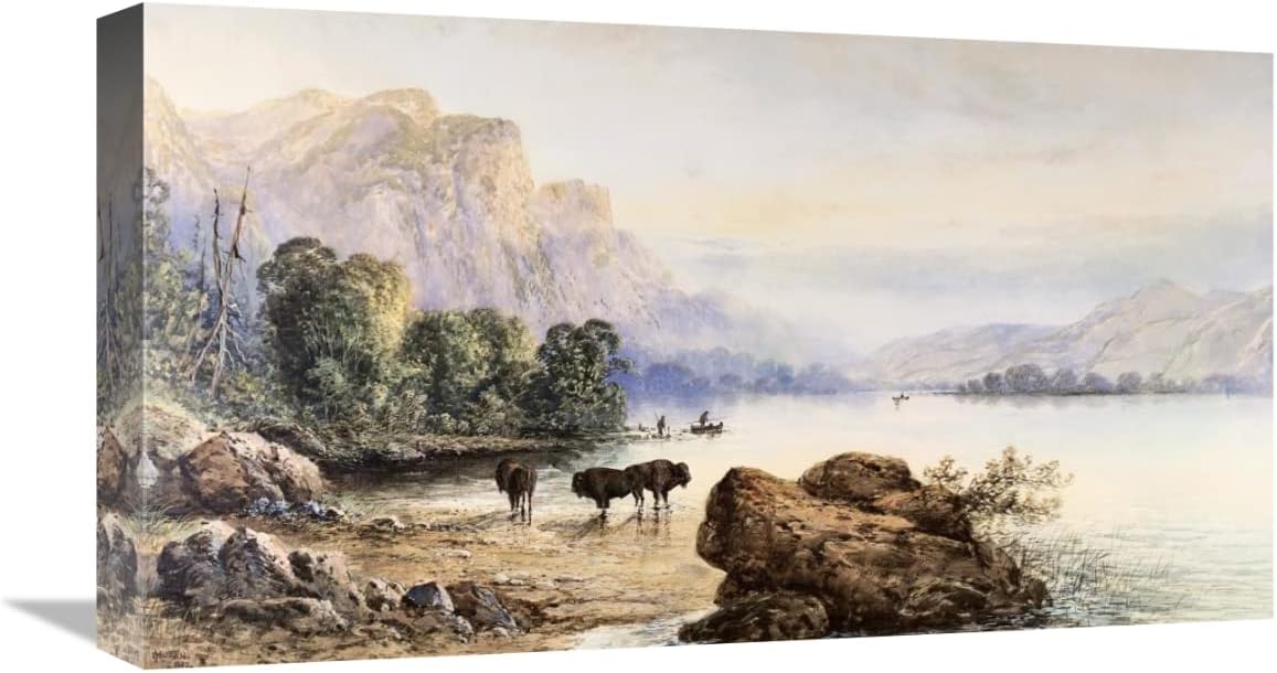 22 in. Buffalo Watering Art Print - Thomas Moran