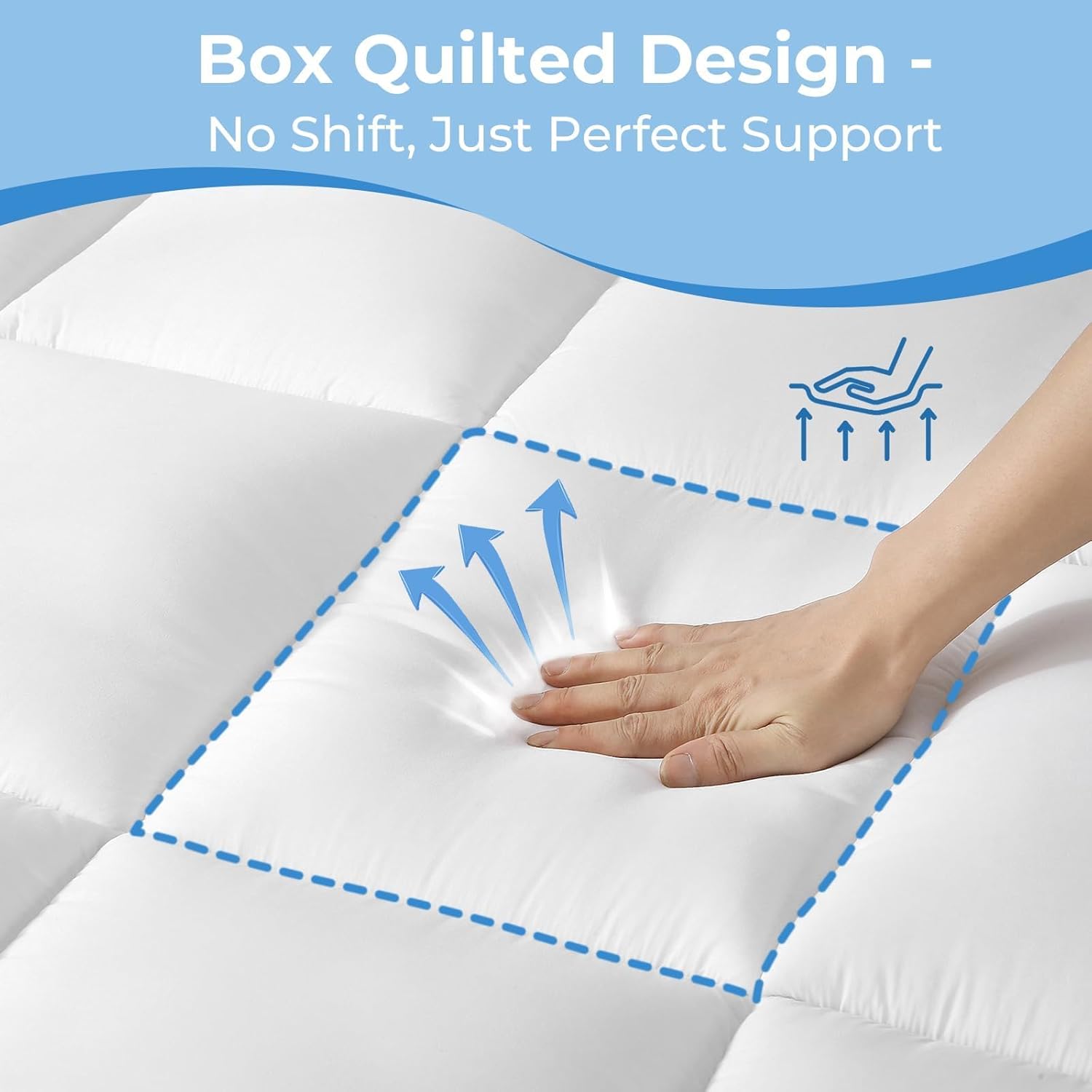 YUGYVOB Full Size Mattress Topper - 600GSM Extra Thick Cooling & Breathable Mattress Pad with Deep Pocket 8"-21" & Soft Down Alternative Filling, White