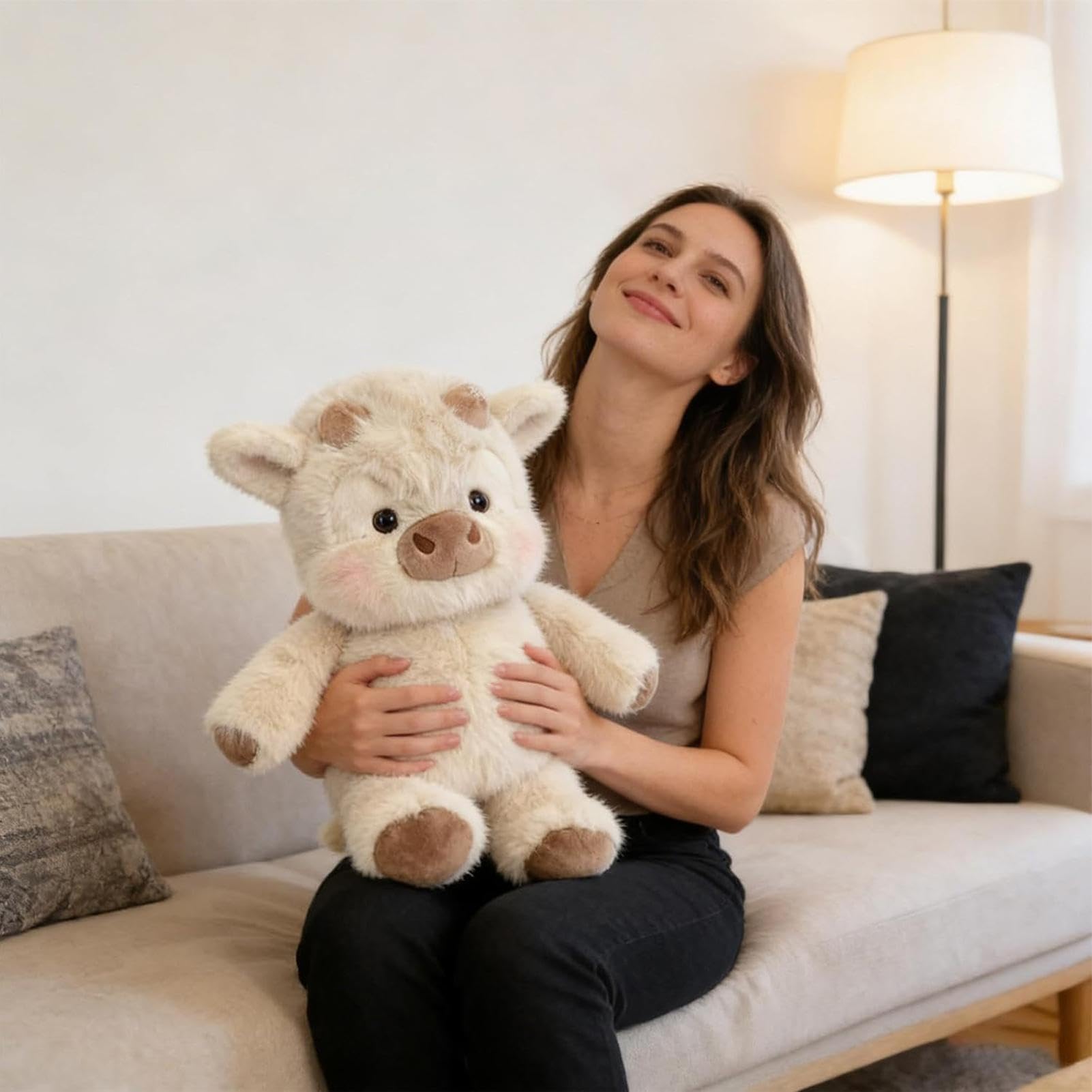 High land Cow Plush Running Doll, Soft High land Cow Stuffed Animals Plushi es Pillow Figure Toys, Cattle Stuffy Decor for Children Men Kids Boys Girls Son Daughter Family Friends — view 5