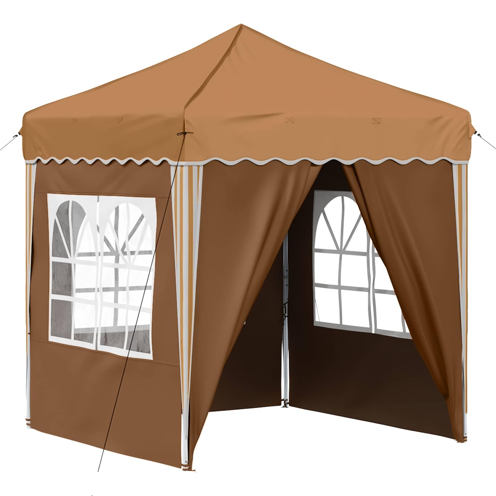 Tente de fête pop-up 195x195 cm, tonnelle pliable beige de jardin réglable en hauteur
