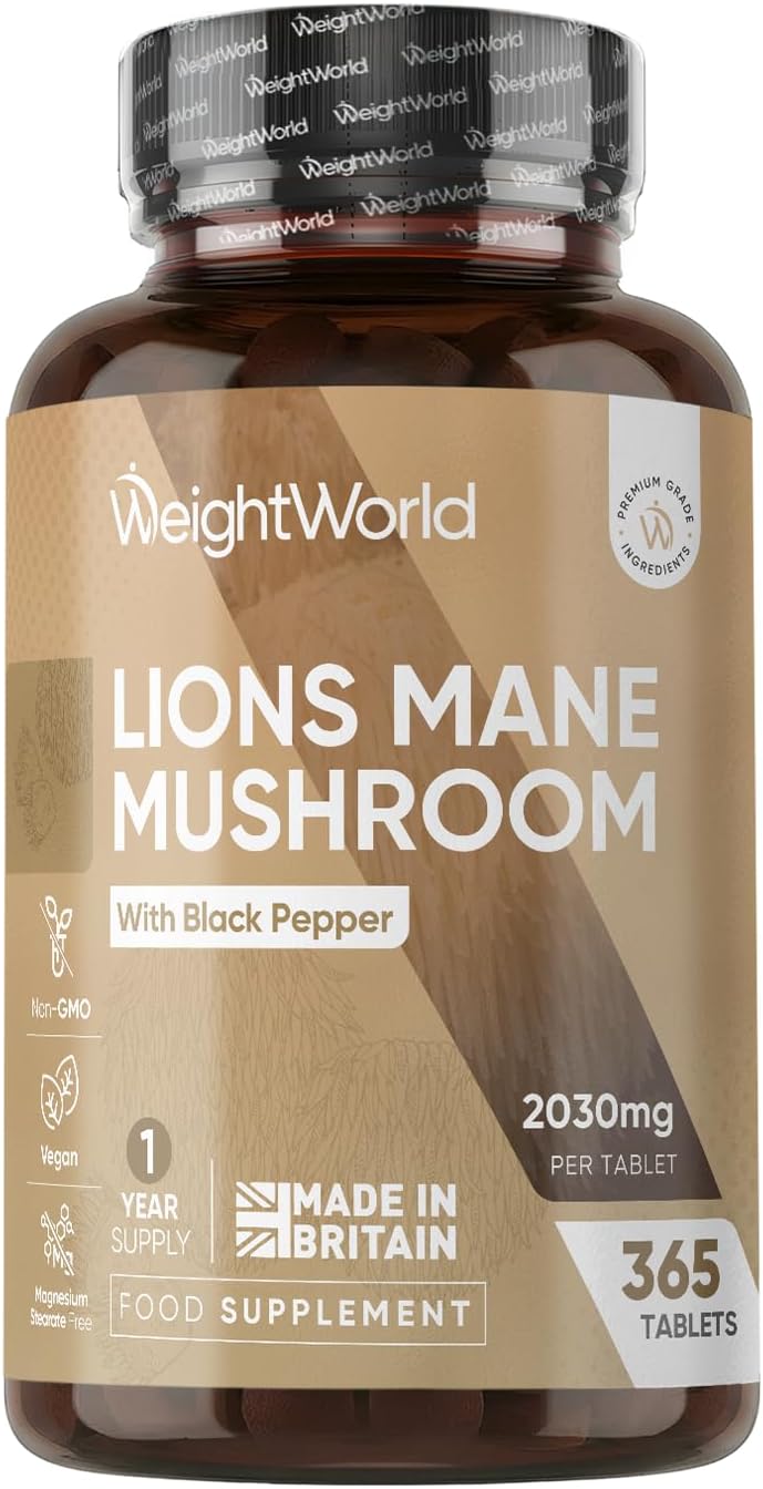 Lions Mane Supplement - 2000mg - 365 Vegan Tablets - 1 Year Supply