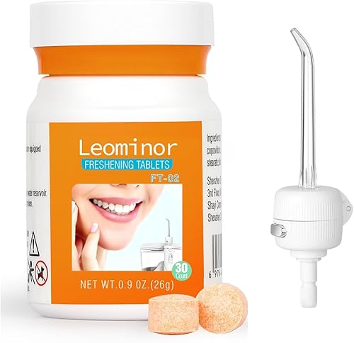 Leominor Tabletas de hilo dental de agua refrescante (60 unidades)  Compatible con WP Plug-in Water Flosser (Lilaca, Botella)..