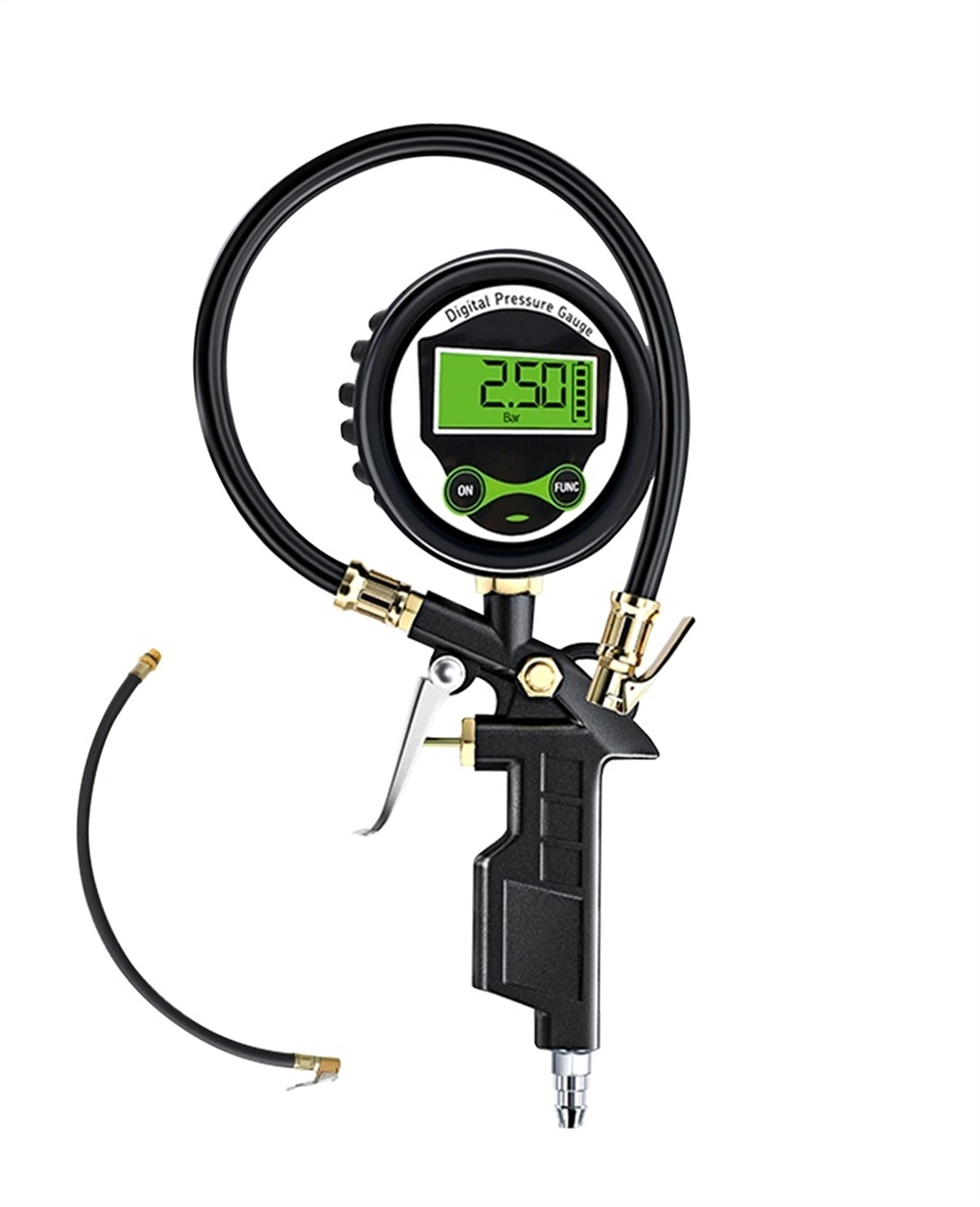 Manometr w oponach, cyfrowy miernik ciśnienia w oponach, cyfrowy wyświetlacz LCD 255 PSI, z rurką gazową do monitorowania ciśnienia w oponach, narzędzie motoryzacyjne do samochodów ciężarowych i mot