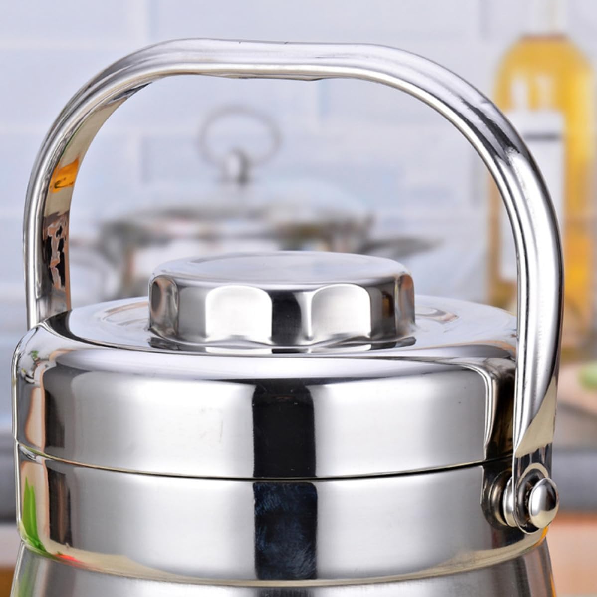 Fiambrera de Acero Inoxidable Doble Capa y Aislamiento al Vacío, Portátil Asa, Capacidad 3l, Mantiene la Comida Caliente hasta 6 Horas para Oficina y Viajes