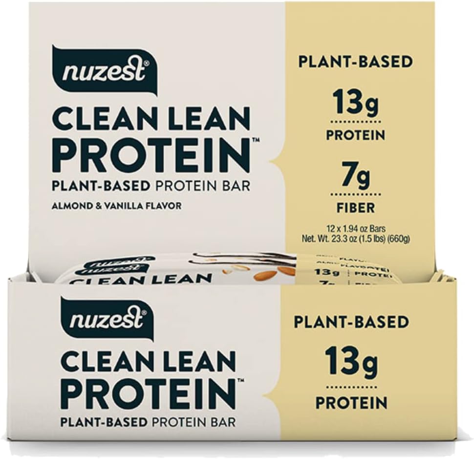 Nuzest Clean Lean Protein Bars (Pack of 12 Bars), Vanilla & Almond