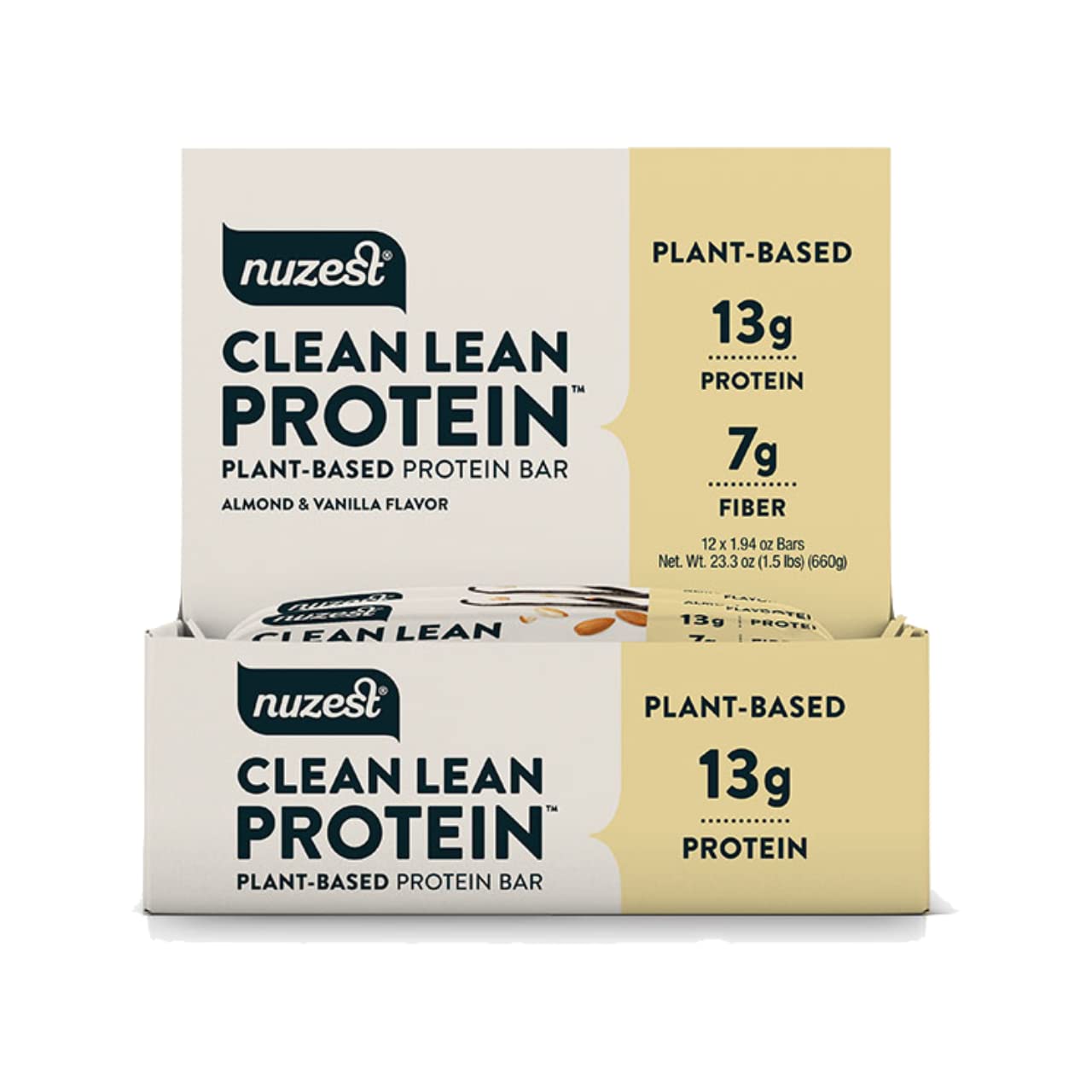 Nuzest Clean Lean Protein Bars (Pack of 12 Bars), Vanilla & Almond