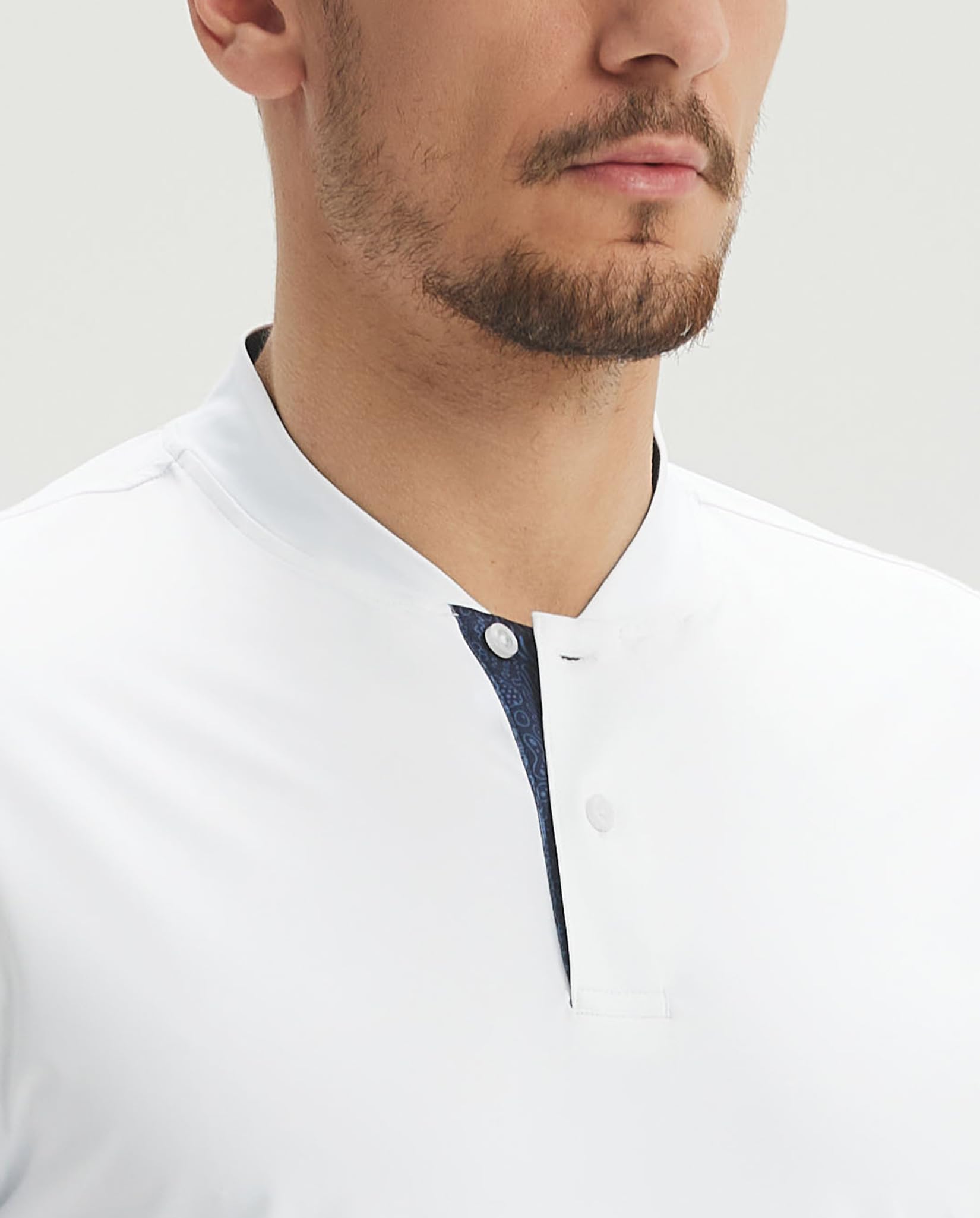 M MAELREG Mens Golf Shirts Collarless Performance Dry Fit Moisture Wicking Casual Solid Short Sleeve Henley Shirts for Men — view 5