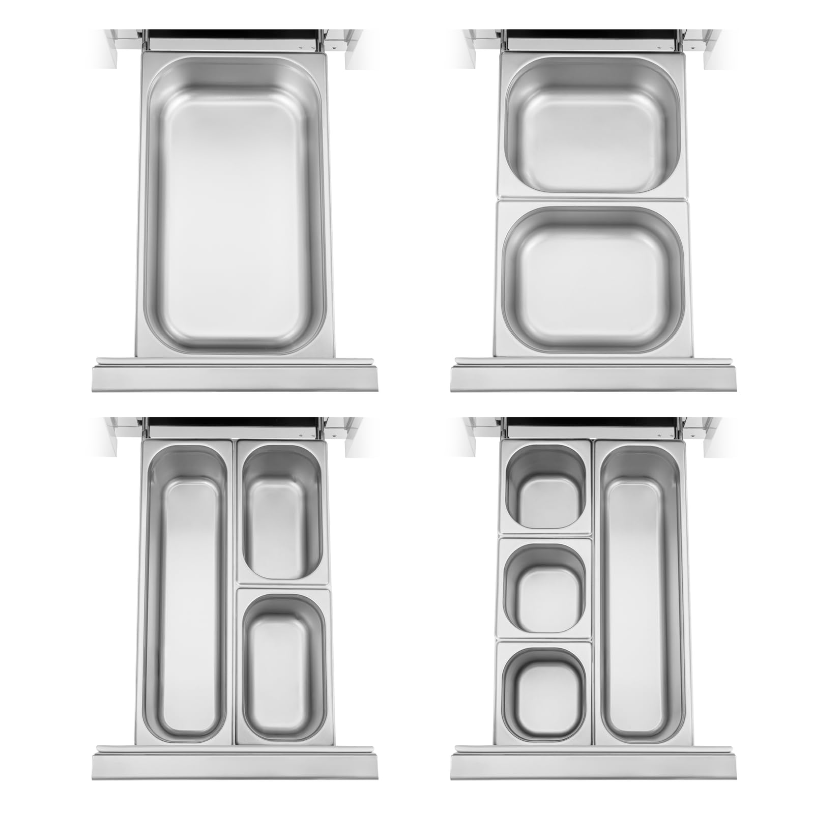 Royal Catering Table réfrigérée sur roulettes 410 l avec 2 compartiments et 2 tiroirs 179,5 x 70 cm Classe B en inox - Table frigo Desserte réfrigérée Table froide