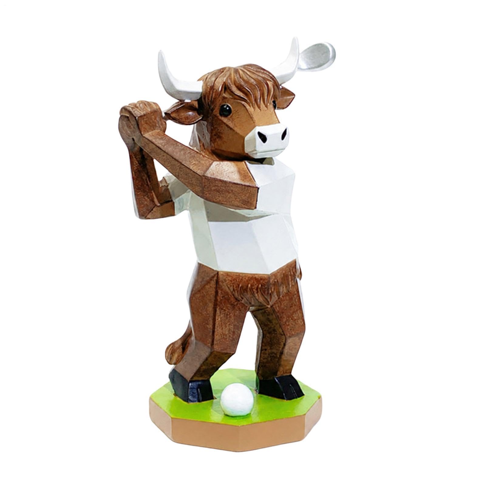 Figurines de vache en résine et statue de golf pour déco de bureau