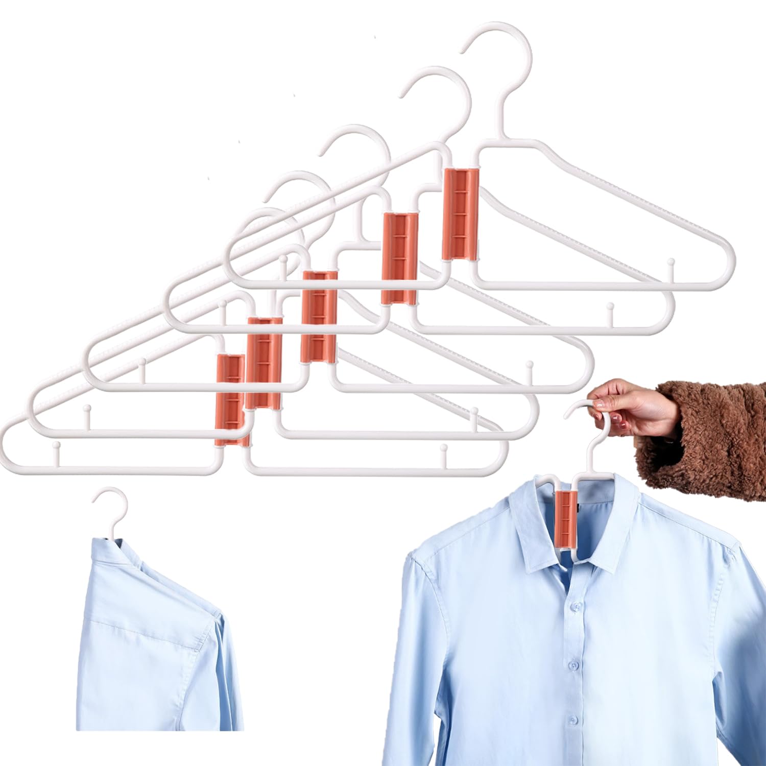 Yurnb White Portable Clothes Hanger, 5Pcs Fold In Half Coat Hanger, Travel Hangers Foldable For Suitcase, Towel Rack Clothes Hangers, Folding Clothes Hangers, Pants Hanging Clip