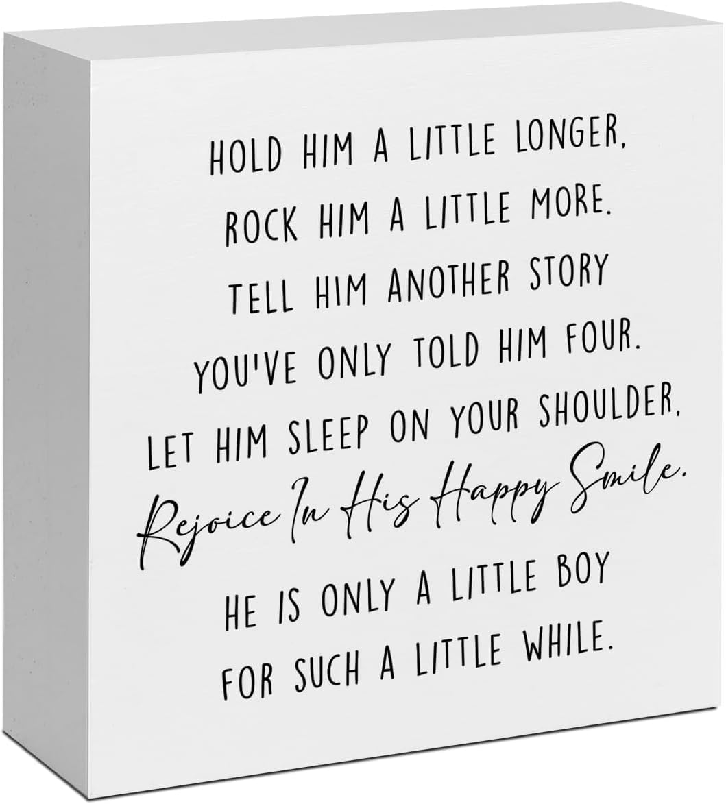 7x7 Inch Baby Boy Quote Box Sign Wooden Tabletop Decor