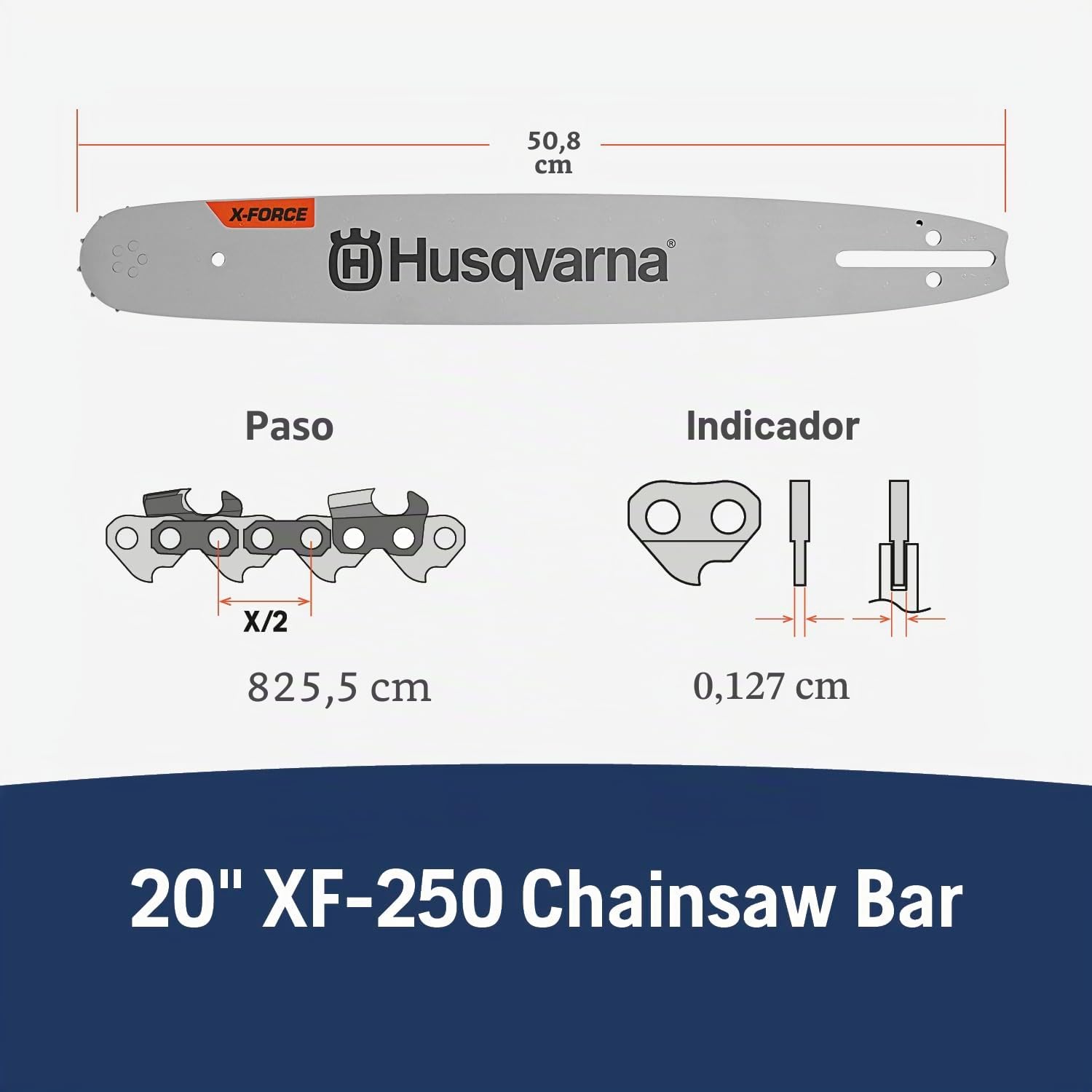 Husqvarna 599303280 Barra de motosierra de 20 pulgadas XF .325 PIX .050 80 DL CS X-Force