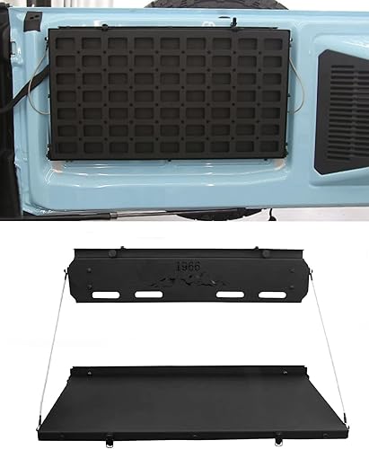 Mesa de puerta trasera plegable con rejilla Molle para Ford Bronco 2/4 puertas 2021 2022 2023, accesorios de almacenamiento de placa de estante de