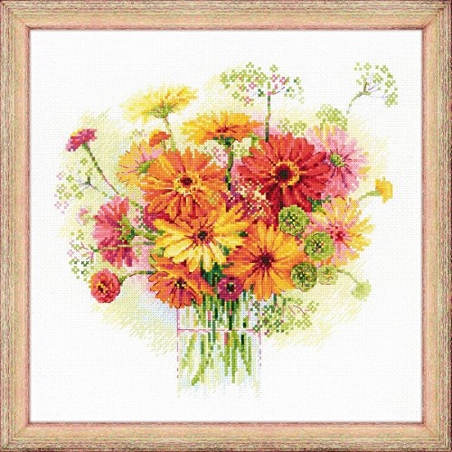 RIOLIS - Watercolor Gerberas 1485, Floral Cross Stitch Kits 11¾