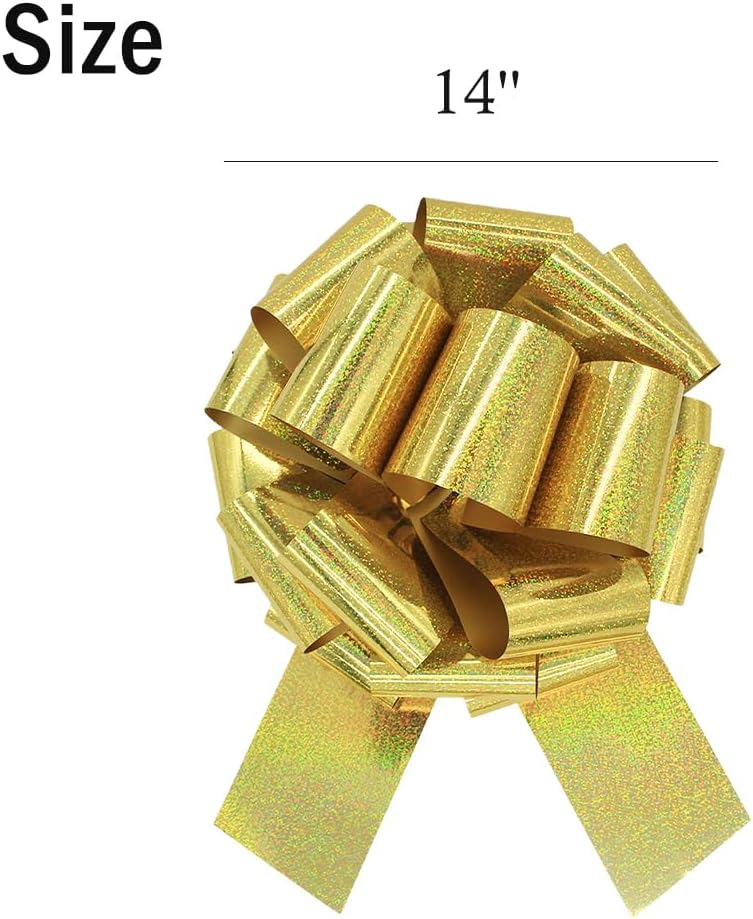 1Pcs 14 Inch Giant Large Pull Bow Big Bow,Great Gift Bows for appliances,Bikes,Table Decorations and Party Events (Metallic Gold) - Image 5