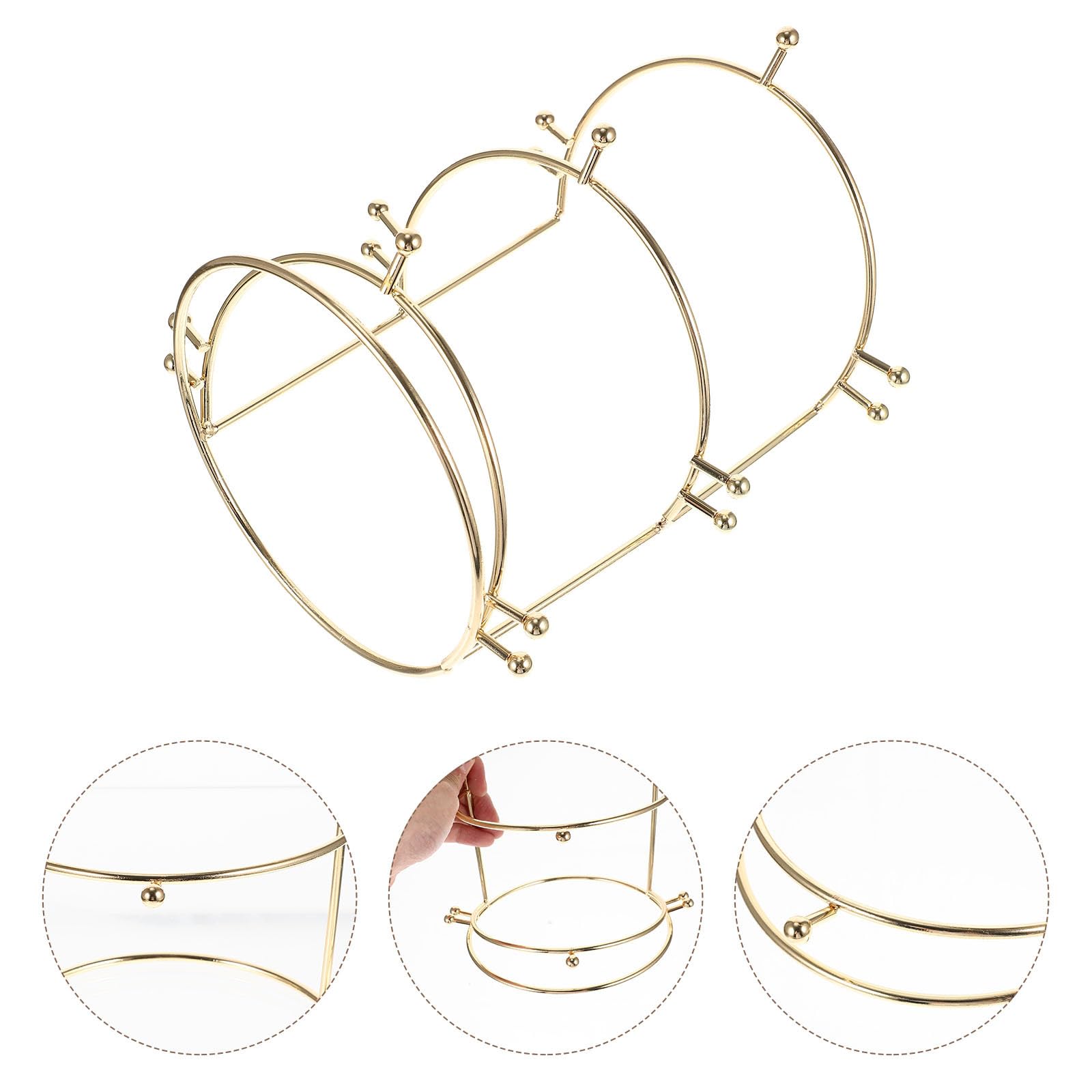 ULTECHNOVO Soporte de Aleación Dorado para Bandas de Pelo y Joyas, Expositor de Diademas de Tres Niveles para Organizar Accesorios en Tocador