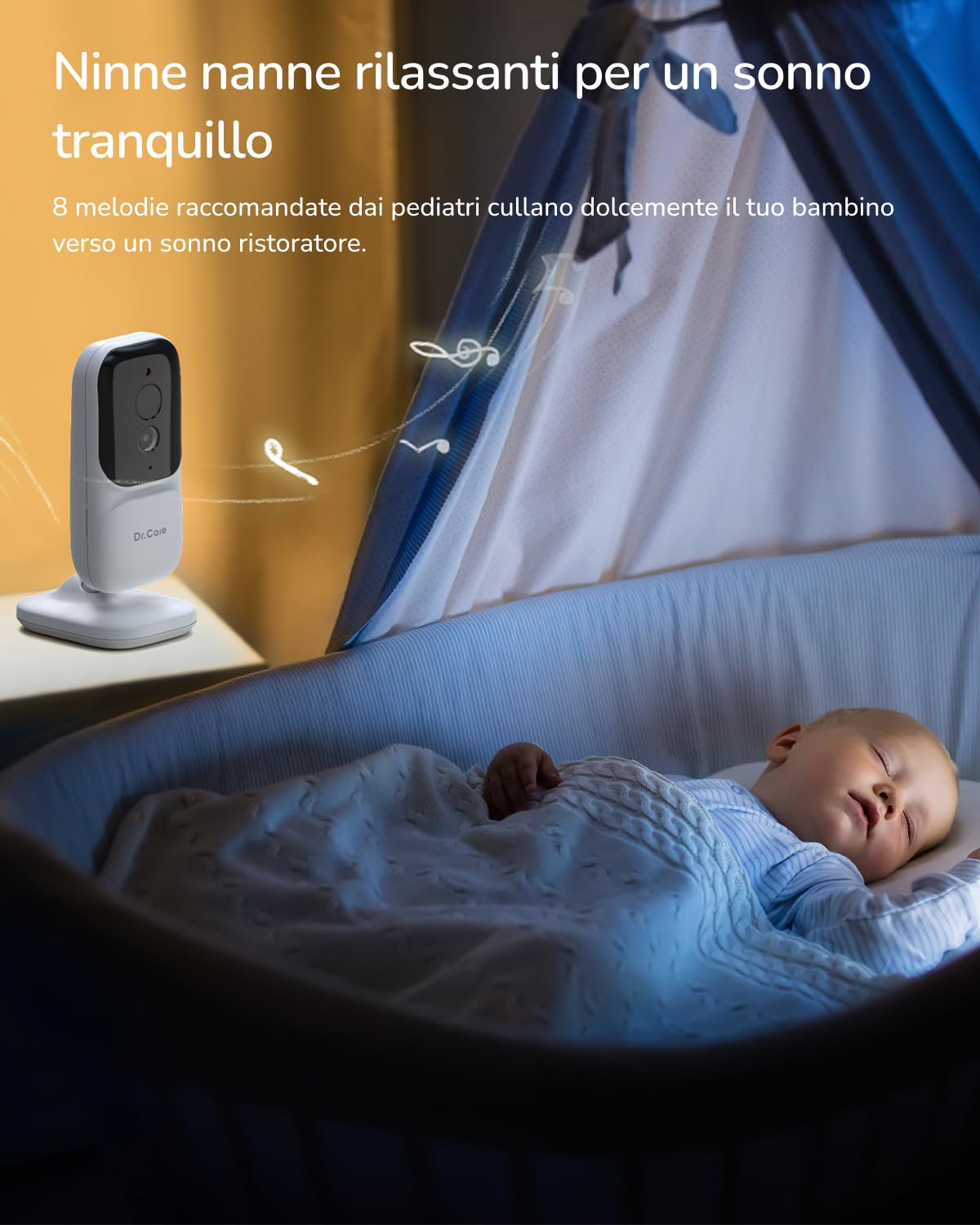 Dr.Care NeoView Baby Monitor Video - Schermo 2.8", Audio Bidirezionale, Registrazione Loop, Visione Notturna, Monitoraggio VOX, Sensore Temperatura, Ninne Nanne, Clip Cintura, Supporto 128GB