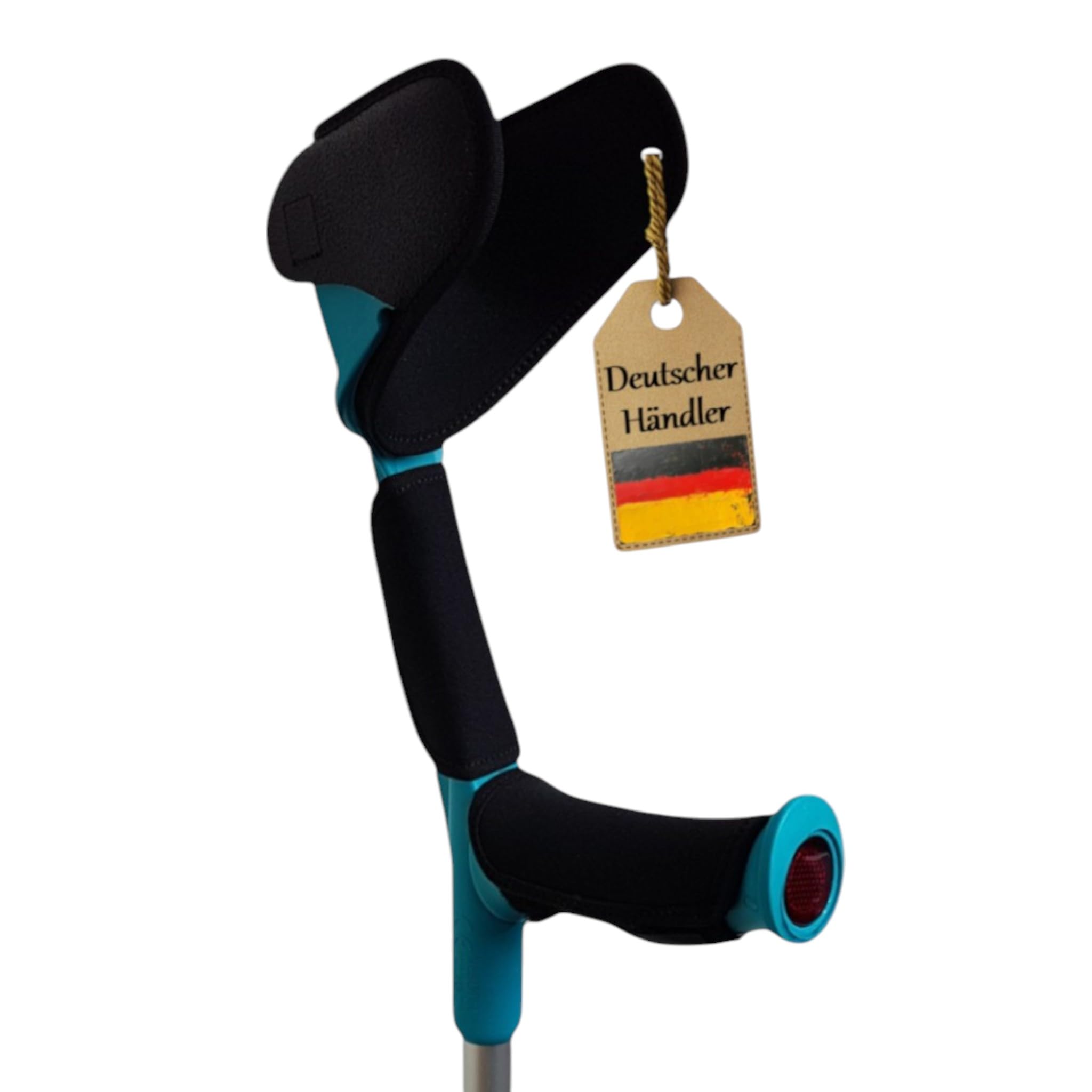 2x Krücke mit Polster von FabaCare, Softgriff Magic-Soft, Unterarmgehstütze mit Softgrip, Gehhilfe höhenverstellbar, leichte Gehstütze, Unterarmkrücke bis 130 kg, Türkisblau
