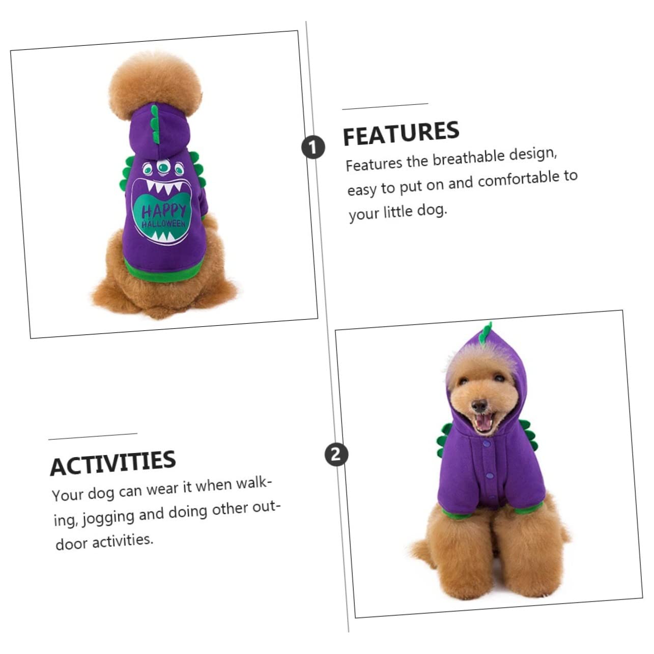 BESPORTBLE 3piezas Disfraz De Halloween para Perro Ropa Divertida para Mascotas Traje De Halloween para Perros para Fotografía y Uso Diario Talla Mediana