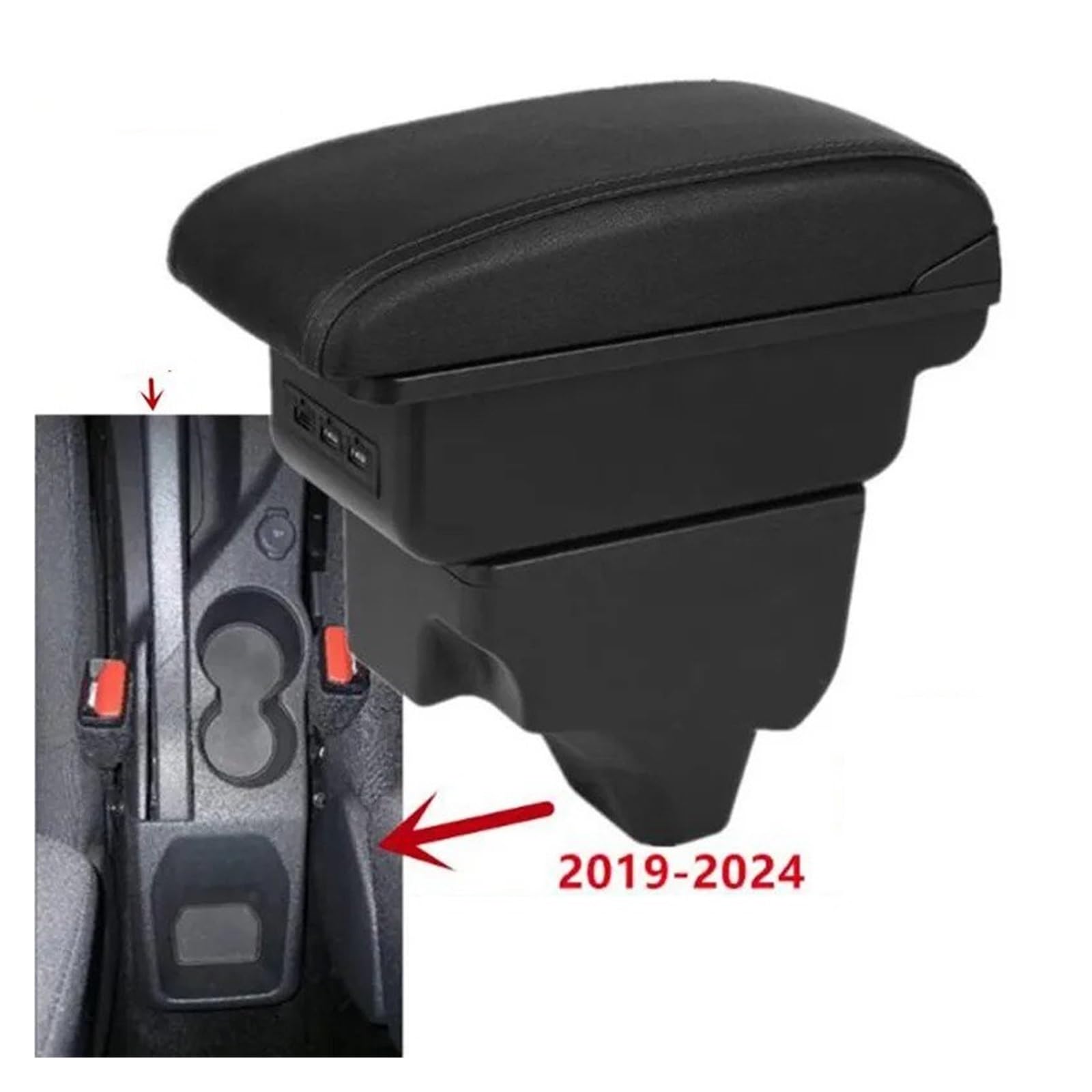 Braccioli per Peugeot 2008 208 2019-2024 2023 2022 2021 2020 Bracciolo Auto Scatola Portaoggetti Parti Retrofit Dedicate Accessori Interni Poggiabraccio(A 1 Black Line No USB)