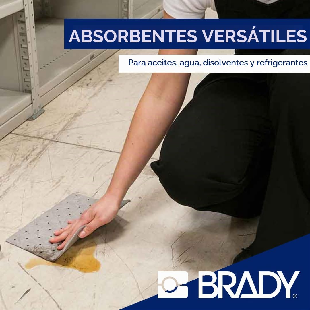 SPC® by Brady Kit Anticontaminación Universal – Kit Portátil para Derrames de Aceites, Agua, Solventes y Refrigerantes, Incluye 10 Almohadillas Absorbentes, 2 Calcetines, Guantes y Bolsa para Desechos