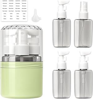 Xiuxhae Dunkle 4-in-1 Reiseflaschen Zum Befüllen Set, Reise Gadgets Flugzeug 50ml pumpspender Mit Etikettenaufklebern, Travel essentials reiseset Stabil Wasserdicht Auslaufsicher Für Reise Büro(Grün)