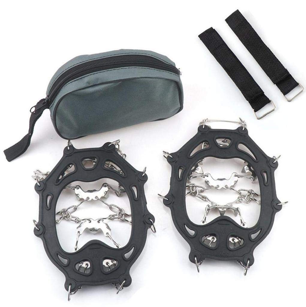 Crampons, poignées de Neige glacée 19 Dents à Pied Traction Crampons à Crampons Pointes en Acier Inoxydable et Silicone Durable pour Bottes et Chaussures Outdoor M