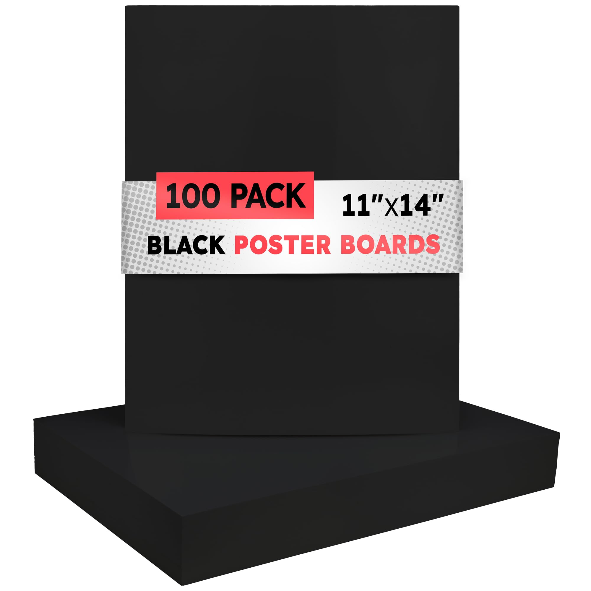 Hygloss Black Poster Board 11 x 14-100 Count Bulk Pack, 10 Pt. Thickness